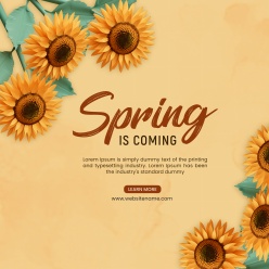春天来了向日葵花卉海报