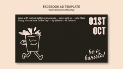 国际咖啡日手绘涂鸦个性广告