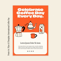 国际咖啡日海报模板PSD