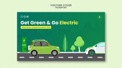绿色环保汽车手绘宣传海报