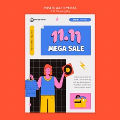 双十一折扣促销活动海报