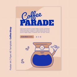 咖啡厅卡通宣传海报模板设计