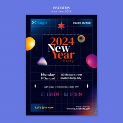 2024新年派对海报模板设计