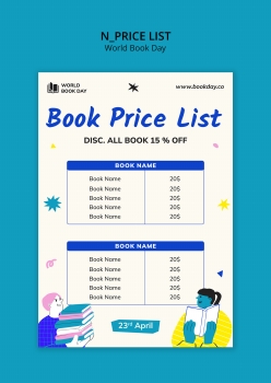 世界读书日书店促销价目表设计