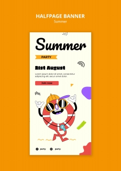 夏日派对竖版banner源文件设计