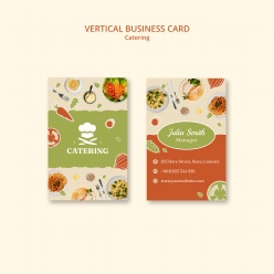 餐厅经理竖版商务名片模板
