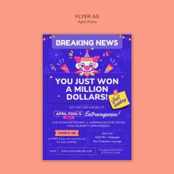 紫色风格愚人节传单A5模板设计