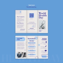 世界健康日三折页宣传册模板设计