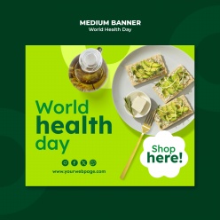 世界健康日中横幅banner设计