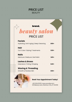 美容护肤价格表PS素材