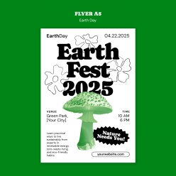 世界地球日极简风格宣传单模板