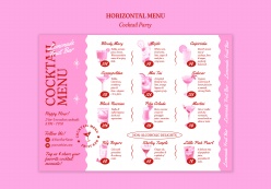 粉色风格派对饮品价目表PSD模板