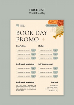 世界读书日书籍价格表PSD模板