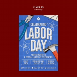 劳动节主题宣传单A5模板设计