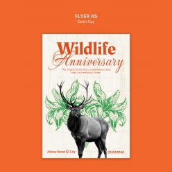 地球日保护野生动物主题传单设计