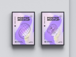 双海报墙体展示样机PSD分层素材