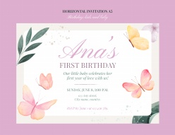 儿童生日宴横版邀请模板A5