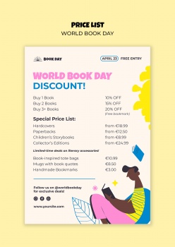 世界读书日书籍价目表PS素材