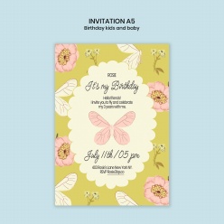  儿童生日邀请传单模板A5