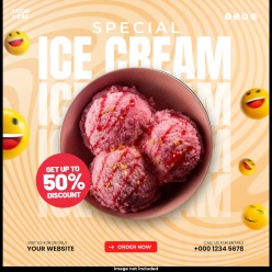 草莓味冰淇淋折扣主图设计