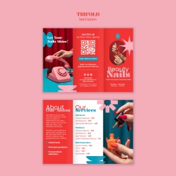 美甲服务宣传主题三折页正反面模板