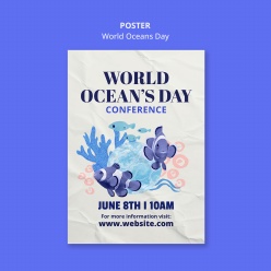 世界海洋日主题宣传海报PSD素材