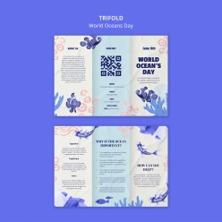 世界海洋日宣传折页PSD模板