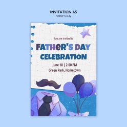 蓝色水彩风格父亲节元素邀请海报模板