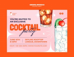 鸡尾酒派对邀请模板A5