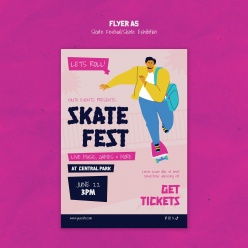 滑板运动创意传单PSD模板