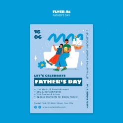 卡通插画风格父亲节传单模板A5