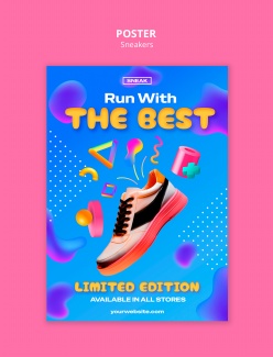 蓝色风格运动鞋海报PSD模板素材
