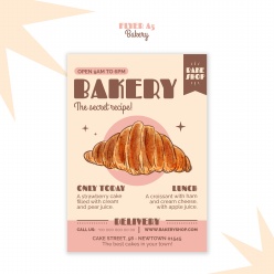 手绘插画风格面包店A5传单设计