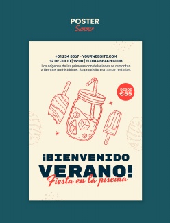 手绘插画风格夏日饮品海报素材