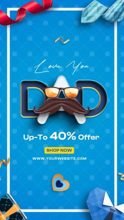 父亲节主题促销竖版海报PSD素材