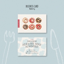 水彩手绘风格面包店商务名片设计