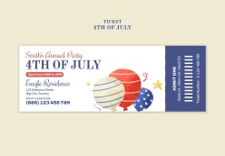 水彩气球封面主题票券设计模板