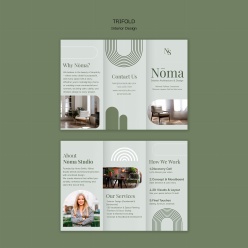 极简风格室内设计宣传三折页模板