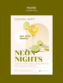 柠檬鸡尾酒派对海报PSD模板
