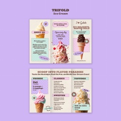 夏日冰激凌宣传册正反面模板