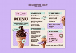 冰激凌中横幅菜单PSD模板