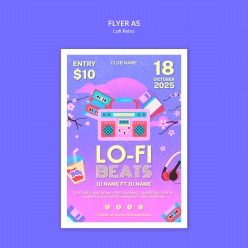 低保真复古风格收音机传单设计