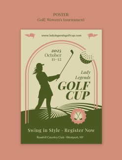 极简风格女性高尔夫球活动海报设计