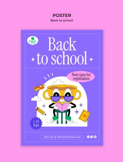 开学返校季海报宣传PSD模板设计