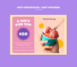 夏日冰激凌美食优惠卡ps素材