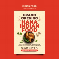 印度美食邀请宣传单A5模板设计