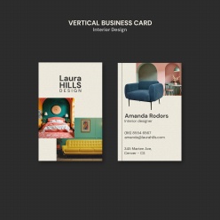 室内设计岗位竖版名片设计