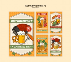 手绘卡通插画风格啤酒主题X5模板