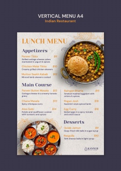 印度餐馆美食菜单价目表设计