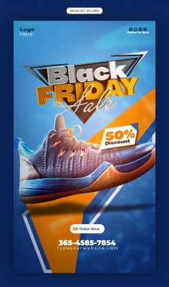 黑色星期五竖版海报折扣模板